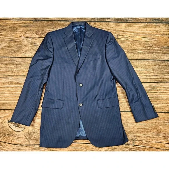 Daniel Cremieux Loro Piana Dawson 40L Super 130s Wool Blue Stripe Blazer Jacket